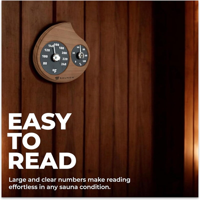 LUMERAM Premium Wooden Sauna Thermometer & Hygrometer - Large Numbers, Durable and Long Lasting, Easy to Install Sauna Thermometer Fahrenheit - Image 2